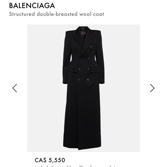 Balenciaga Wool Double Breasted - Hourglass Overcoat - Picture 1 of 6